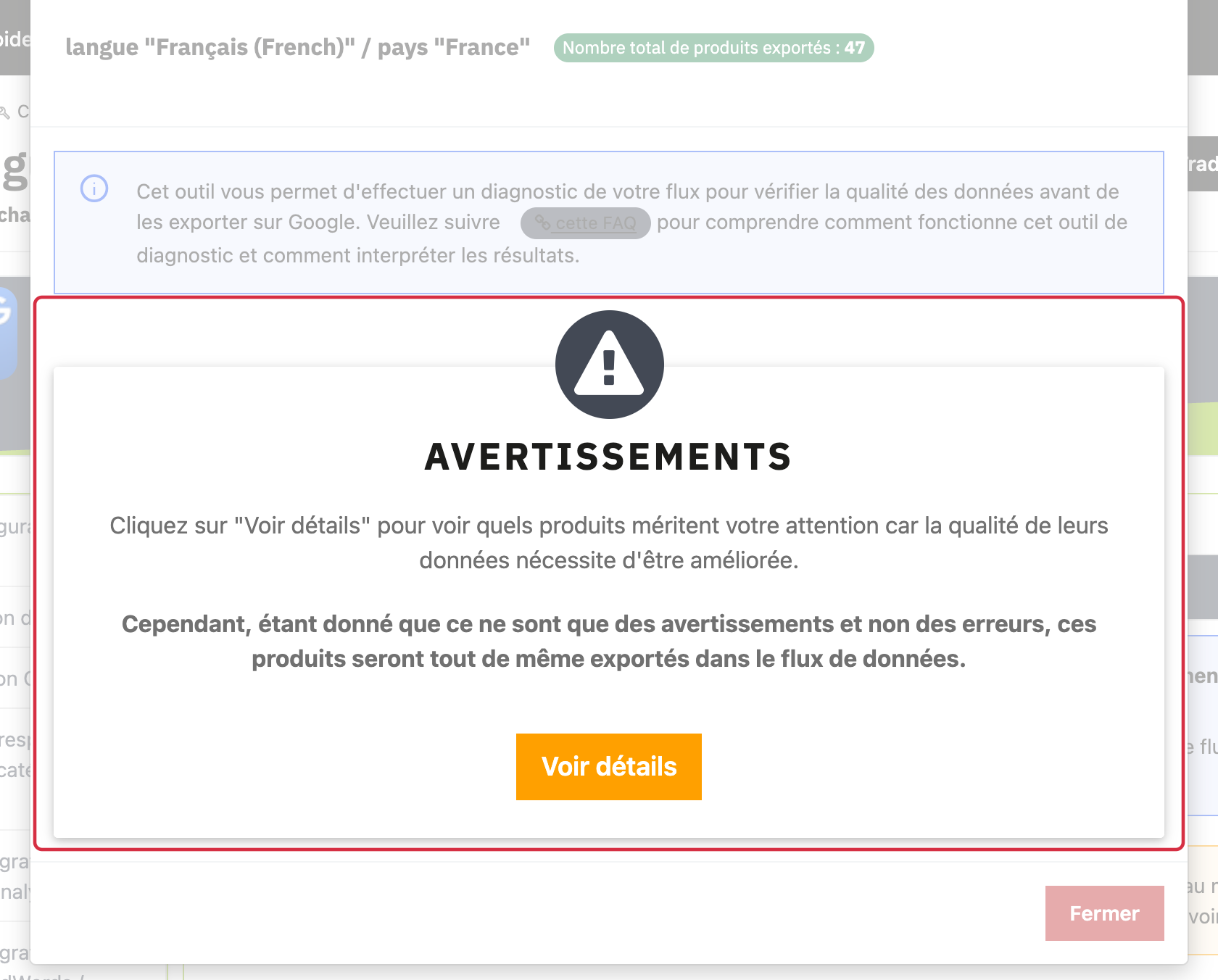Diagnostic r&eacute;ellement g&eacute;n&eacute;r&eacute; sur le catalogue de d&eacute;monstration.