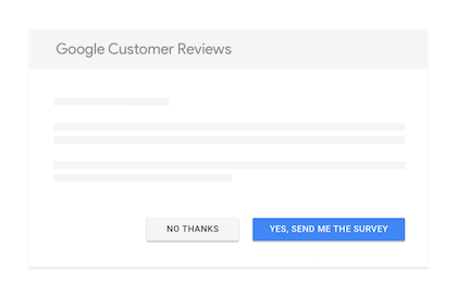 Official Google illustration of the Customer Reviews opt-in with decline and survey acceptance choices