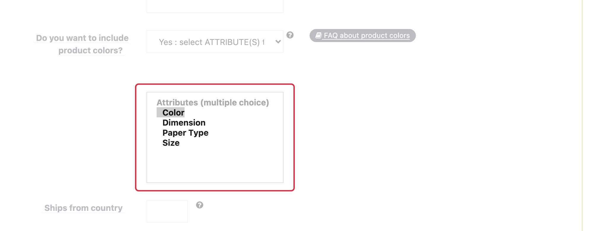 The Color attribute group is selected as the color source.