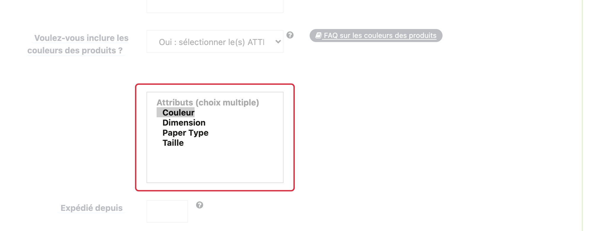 Le groupe d&rsquo;attributs Color est s&eacute;lectionn&eacute; comme source des couleurs.