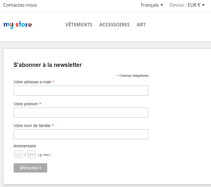 Formulaire D'inscription En Ligne Exemple - Service Publique