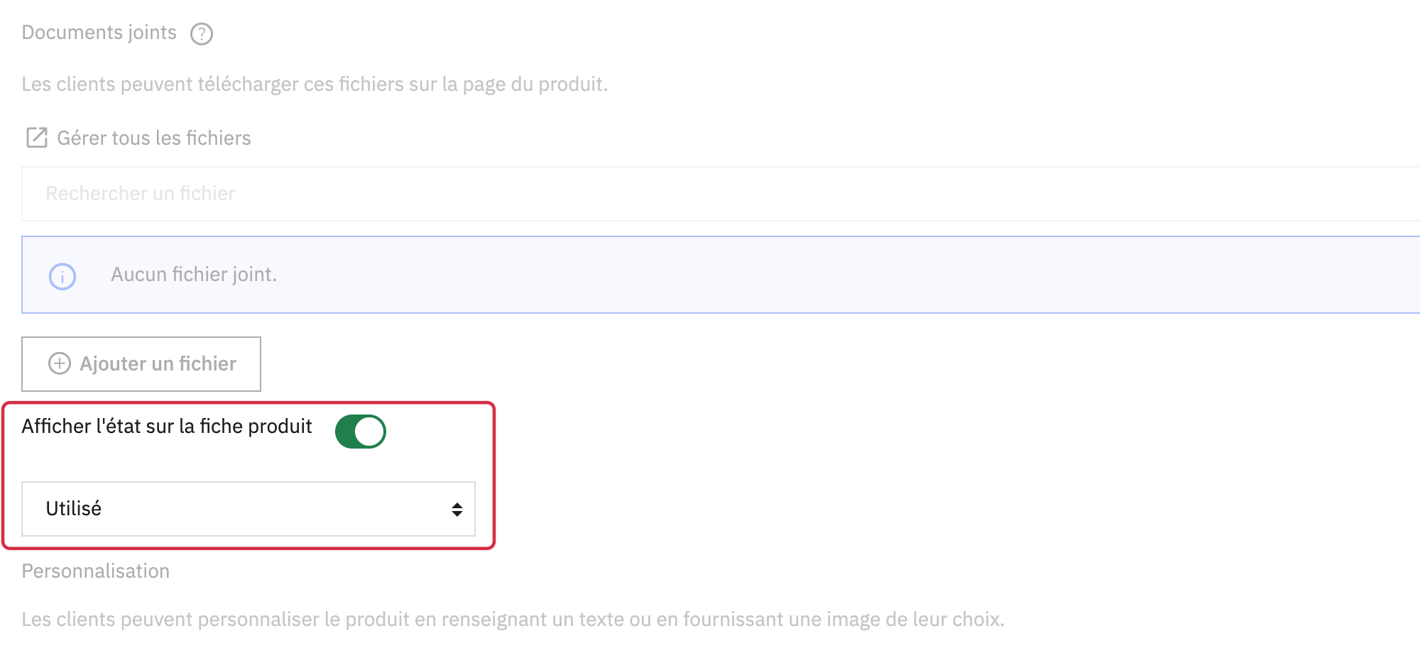 PrestaShop 9.2, onglet D&eacute;tails : affichage de l&rsquo;&eacute;tat activ&eacute; et &eacute;tat Utilis&eacute; s&eacute;lectionn&eacute;