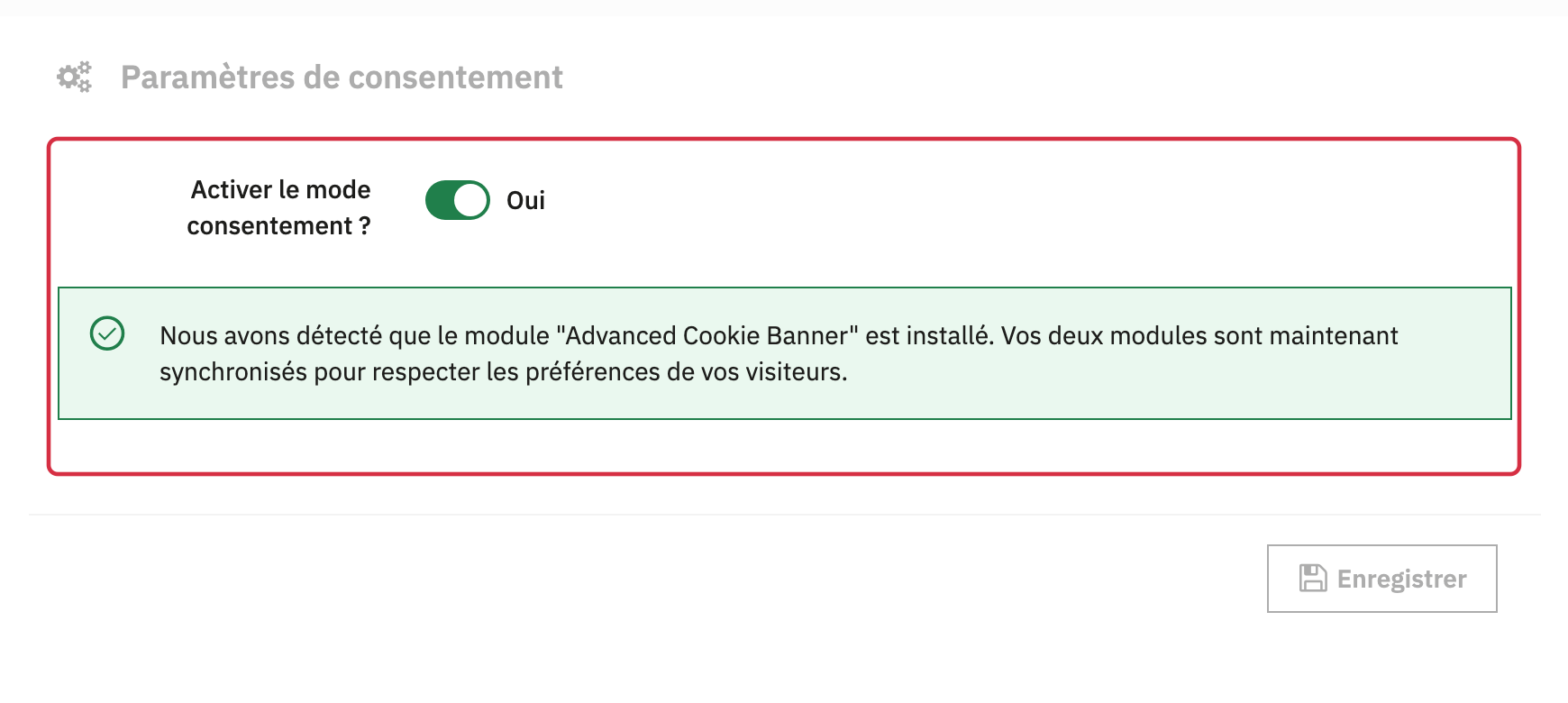 Mode consentement : activation et d&eacute;tection d&rsquo;Advanced Cookie Banner dans ganalyticspro.