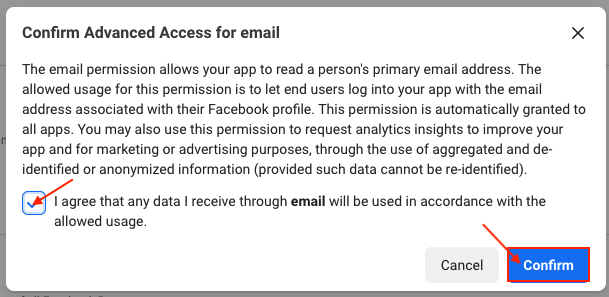 Why are the email addresses of the Facebook login button users not being  retrieved correctly?