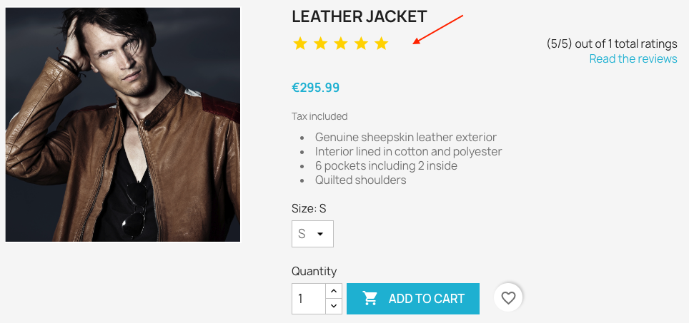 Example average rating below the title in a custom theme. Appearance depends on your theme.