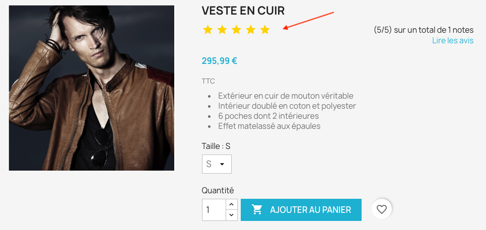 Exemple de note moyenne sous le titre dans un th&egrave;me personnalis&eacute;. La pr&eacute;sentation d&eacute;pend de votre th&egrave;me.