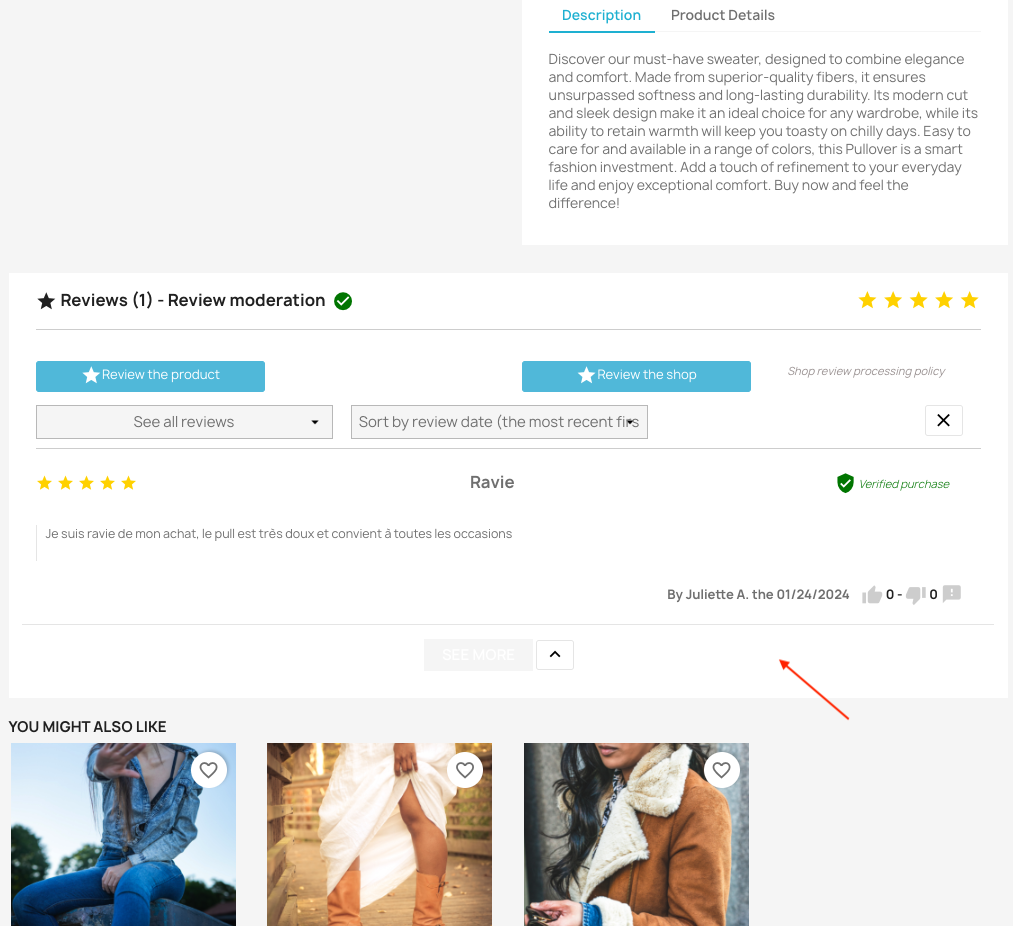 Example placement before accessories in a custom theme. Appearance depends on your theme.