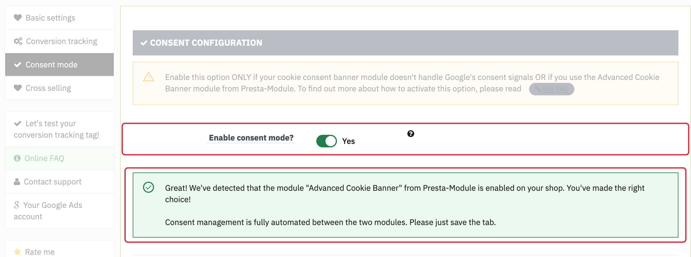 Advanced Cookie Banner detection in the consent settings.