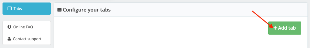 Screenshot: Add tab button