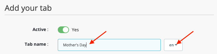 Screenshot: Tab name field