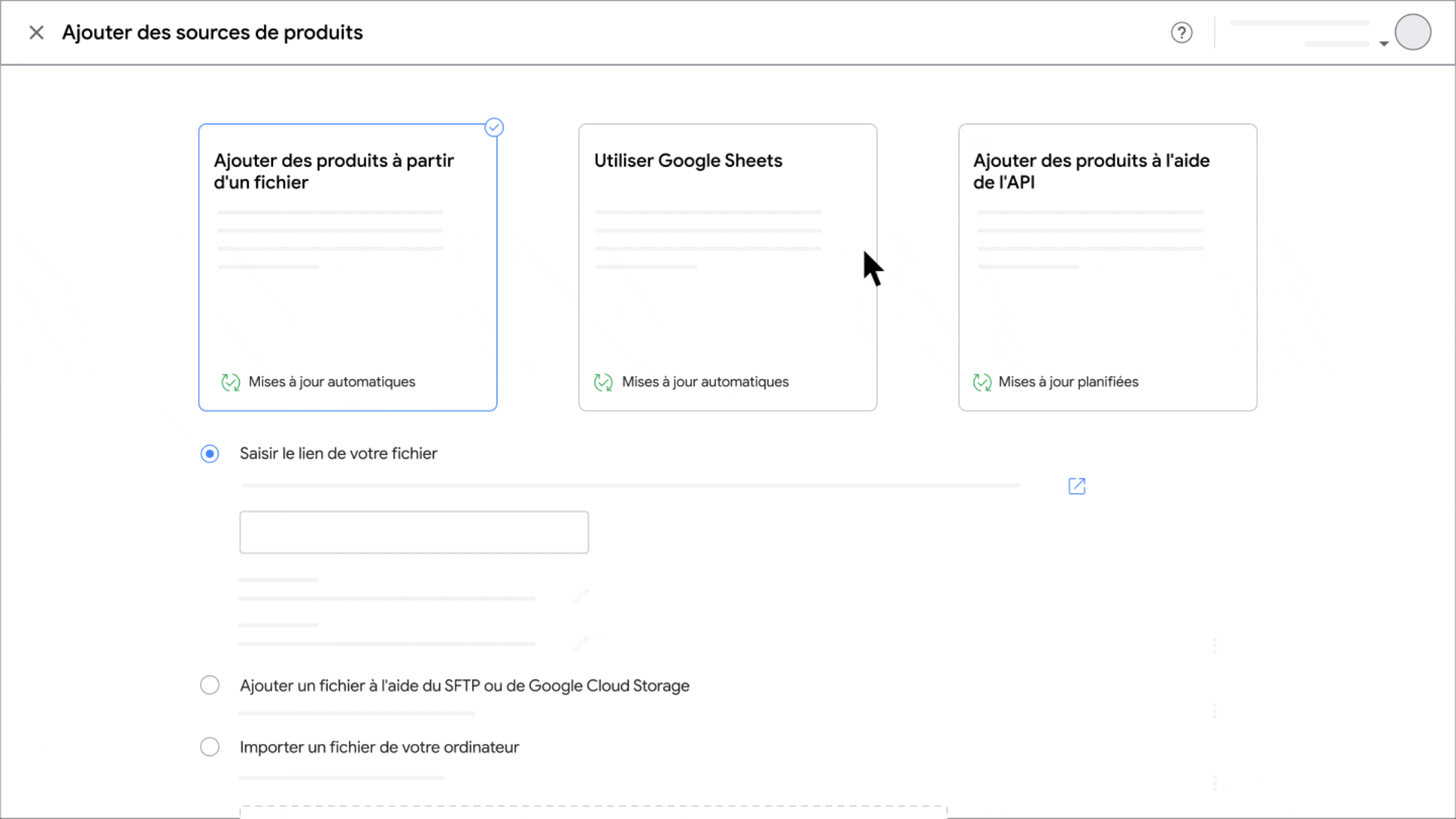 Image fixe extraite de l&rsquo;animation officielle Google : s&eacute;lection du fichier et de son URL.
